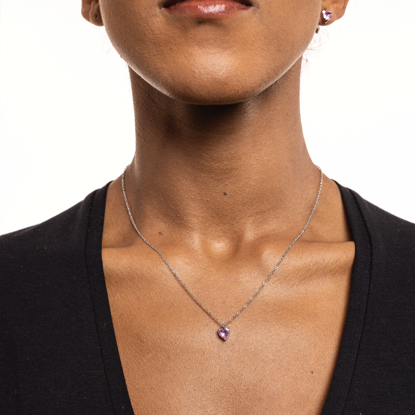 Collana con cristallo cuore rosa