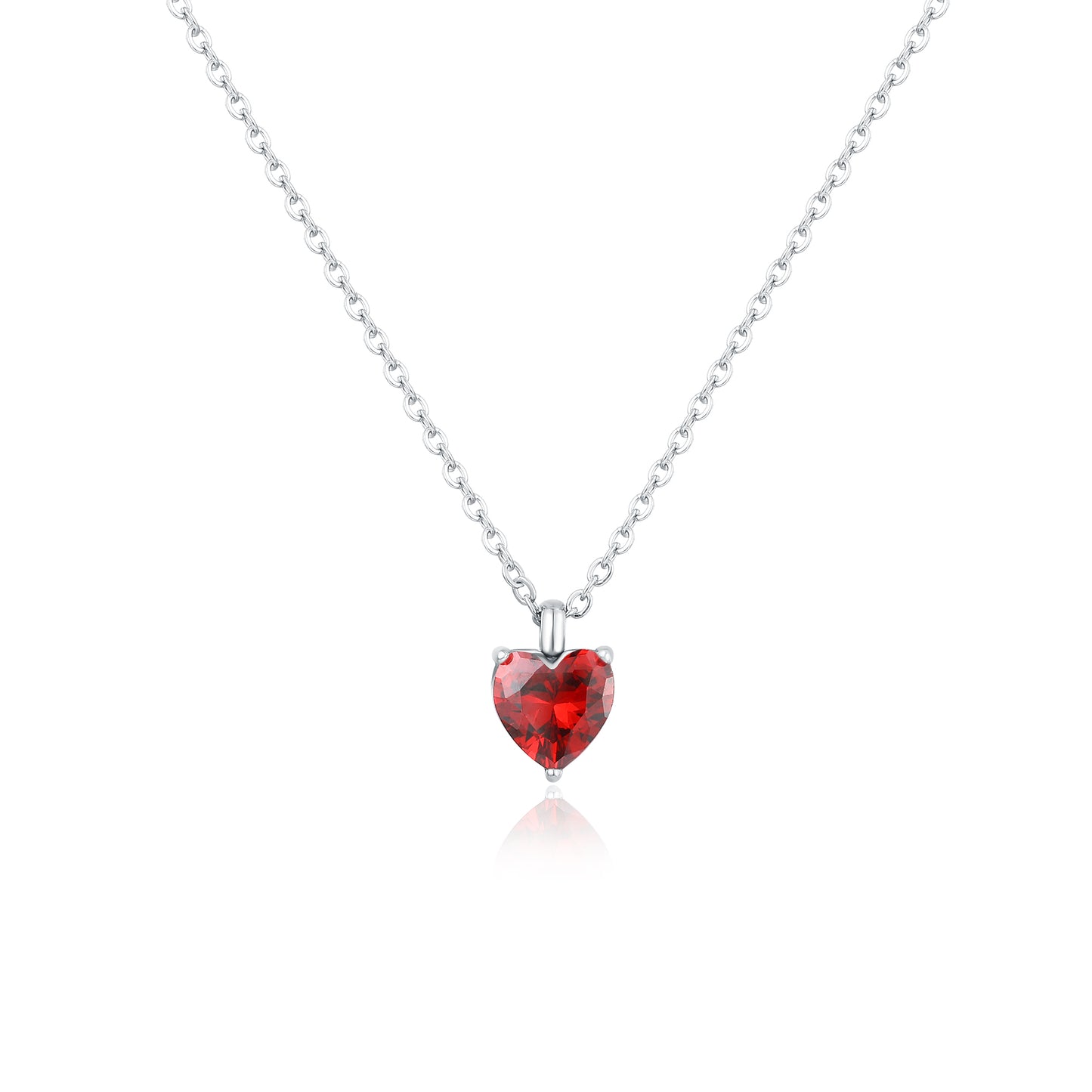 Collana con cristallo cuore rosso