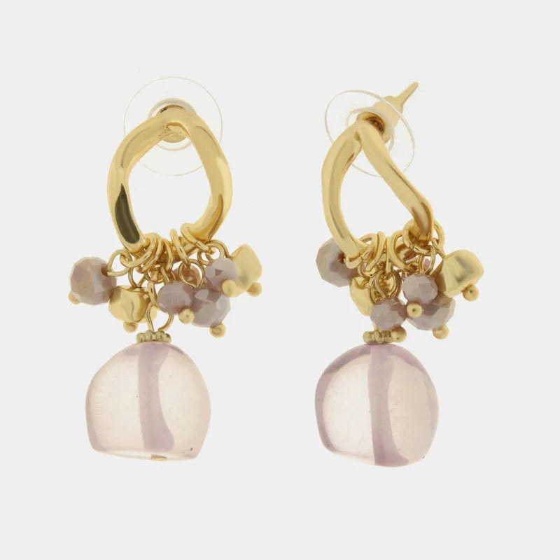 Orecchini in Metallo con pietre lilla