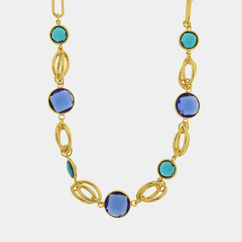 Collana in Metallo cristalli blu e azzurri