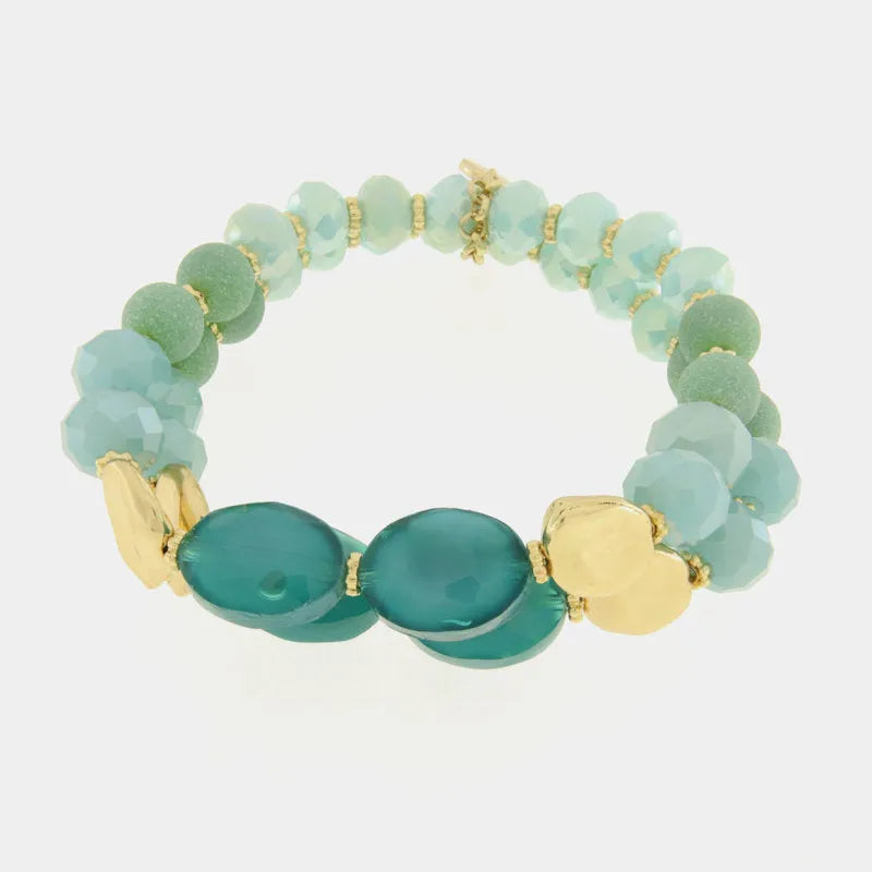 Bracciale in Metallo multifilo con pietre nelle sfumature del verde