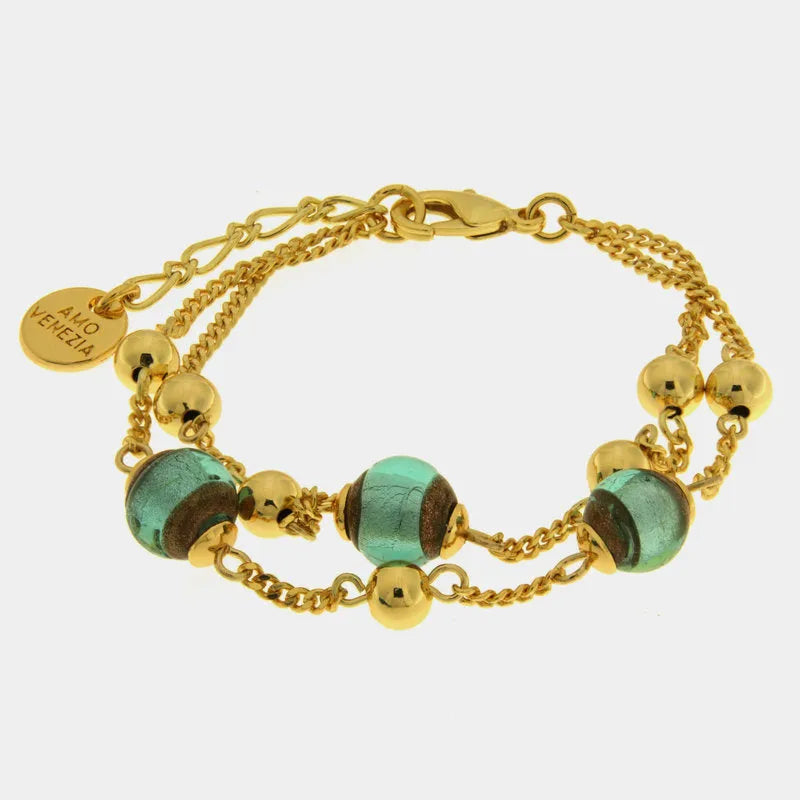 Bracciale in Metallo cristalli di Murano verdi