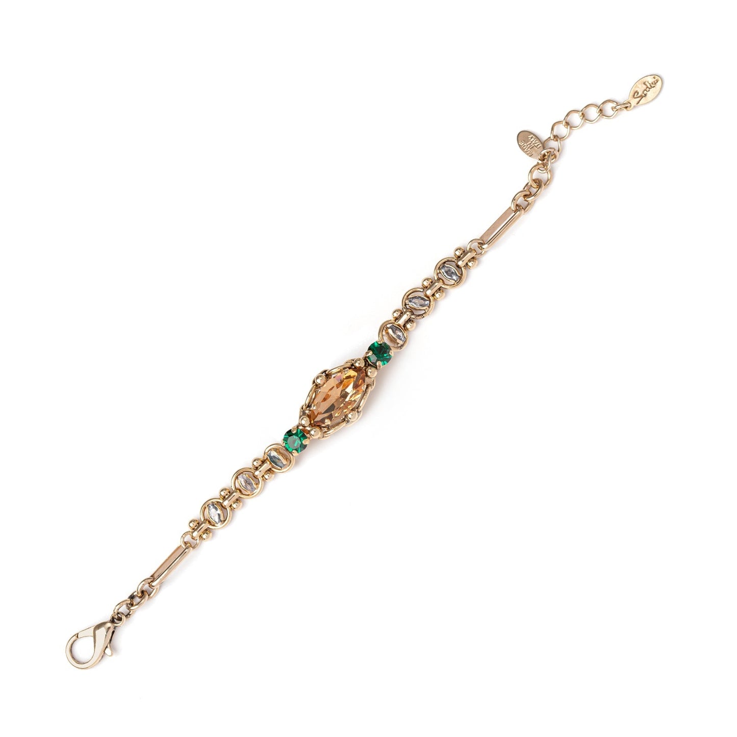 Bracciale catena e cristallo navette La Rève - Giallo