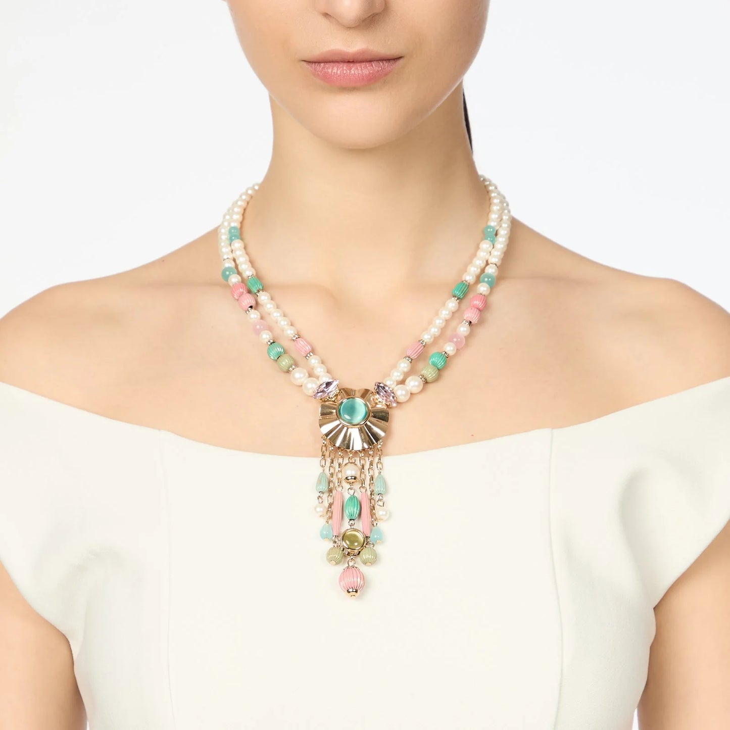 Collana corta due fili e frangia Tarocchi - Multicolor