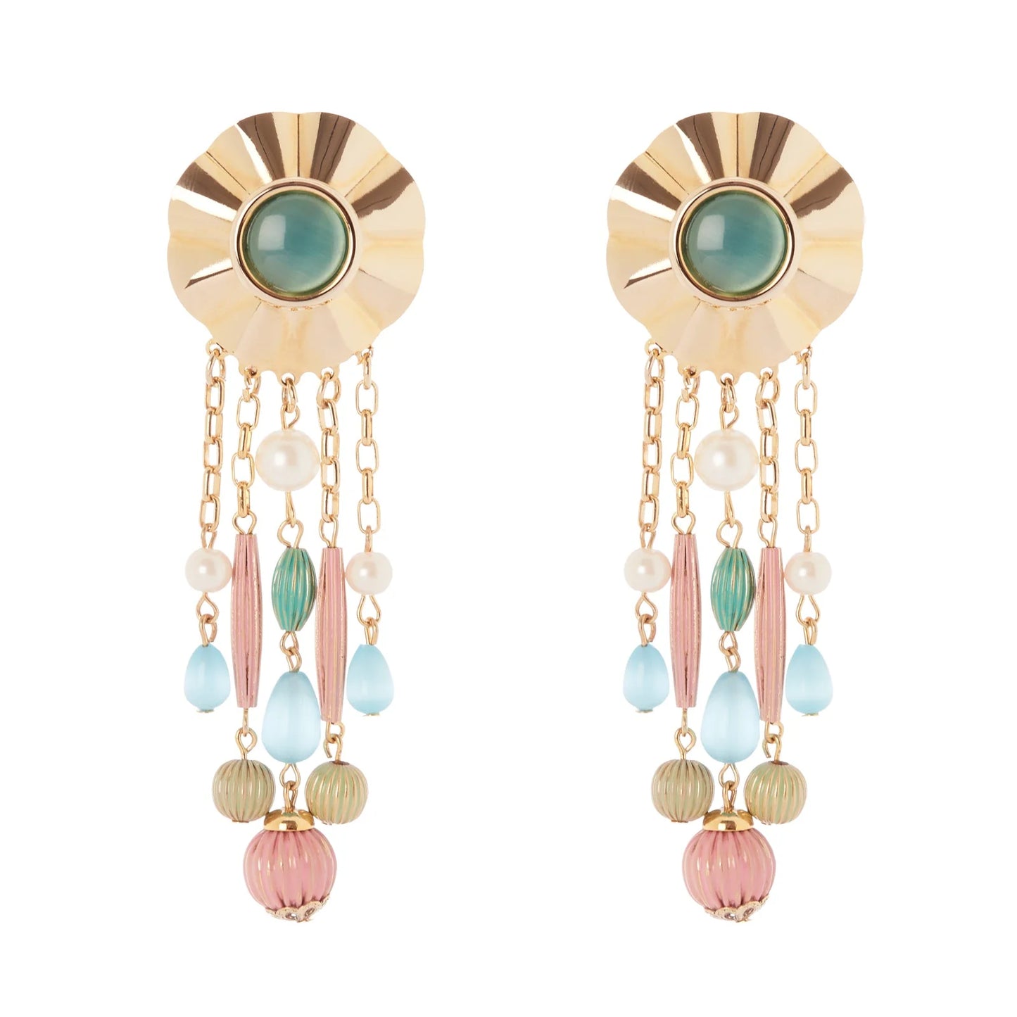 Orecchini fiore e frangia Tarocchi - Multicolor