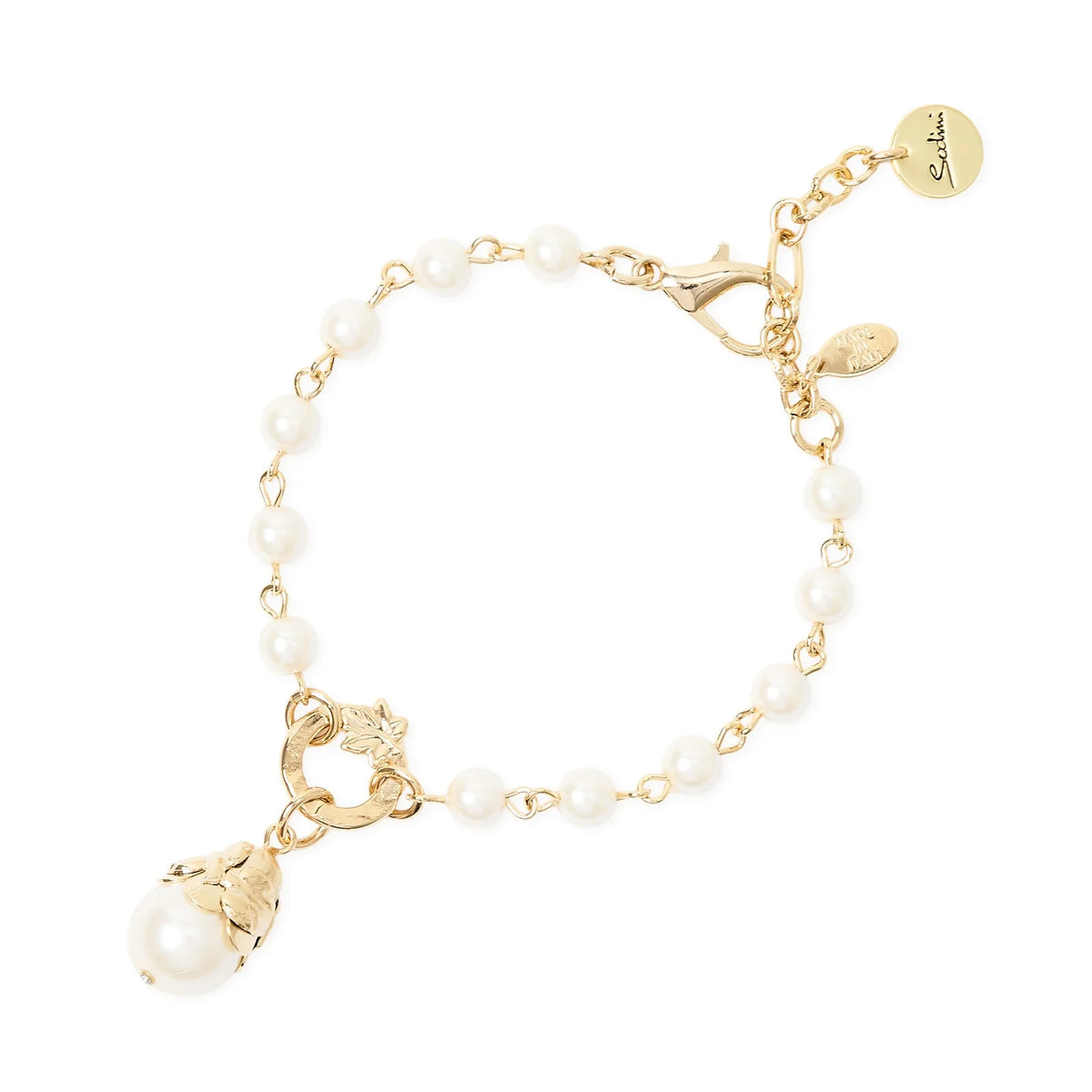 Bracciale perle incatenate e pendente Daphne - Oro