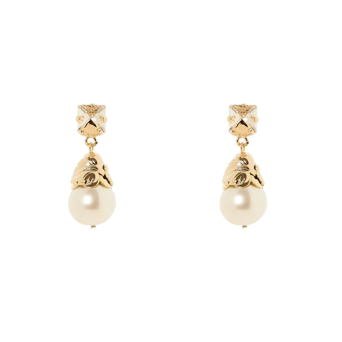 Orecchini cristallo perla pendente Daphne - Oro