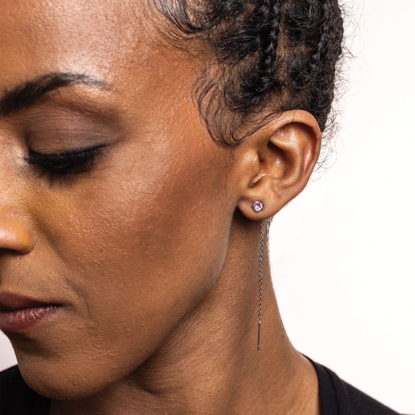 Coppia di Orecchini Saliscendi Rosa