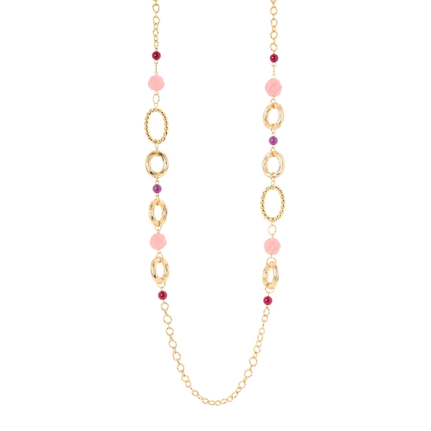 Collana lunga catena anelli sfere Belle Epoque - Viola