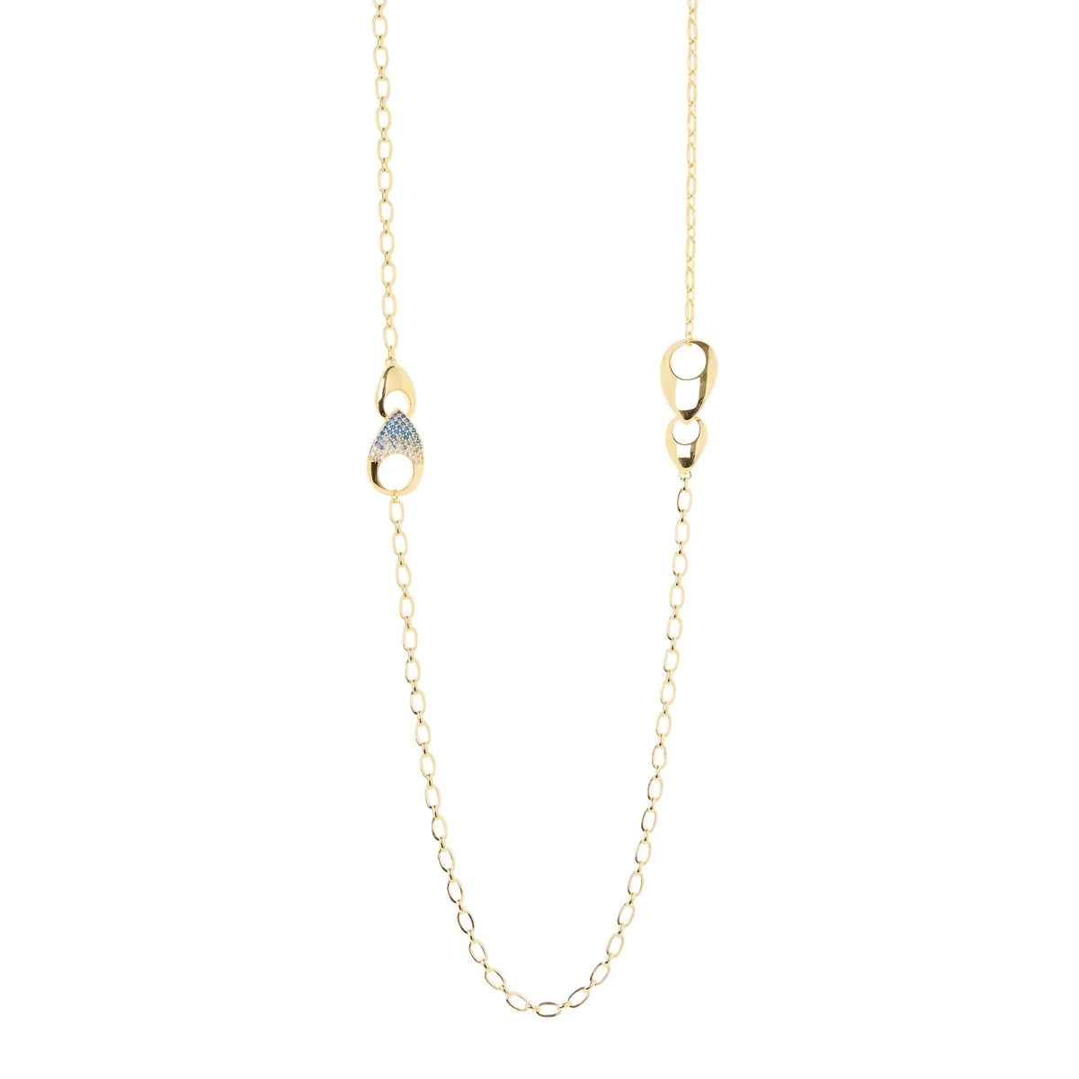 Collana lunga maglie lunghe e gocce Deva - Oro