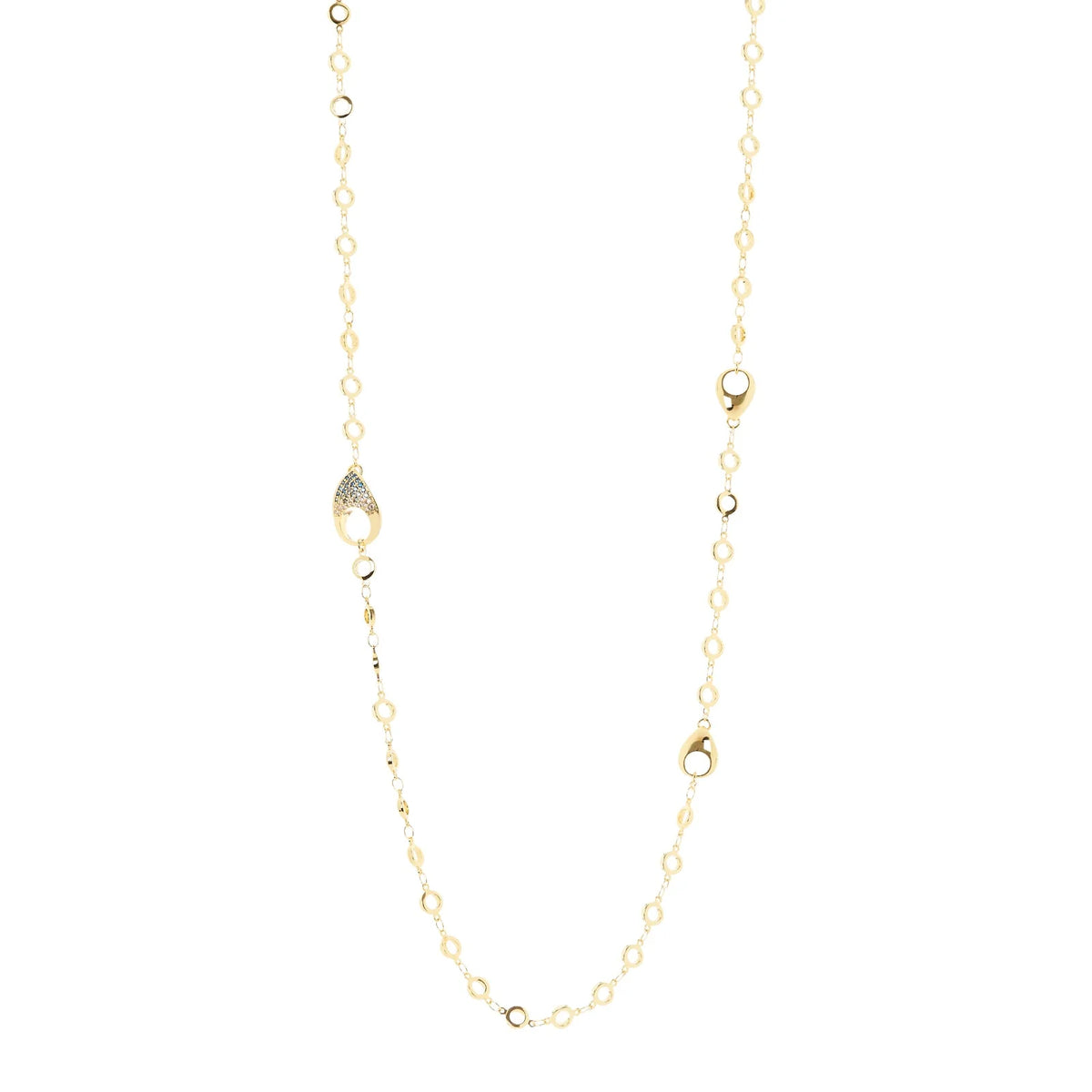 Collana lunga anelli e gocce Deva - Oro