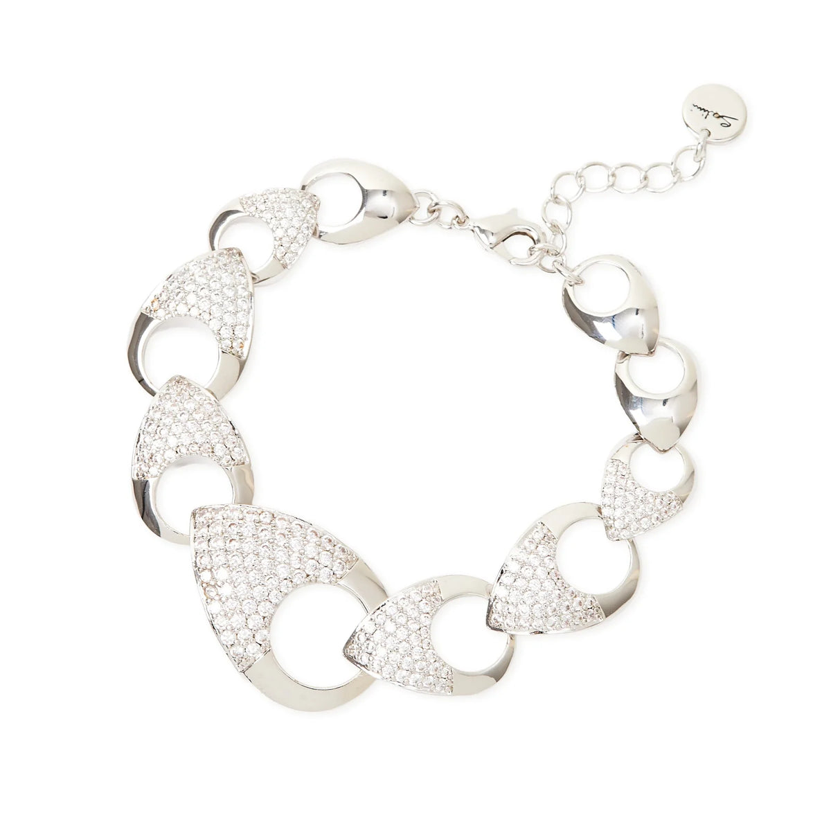 Bracciale gocce cave e pavè Deva - Argento