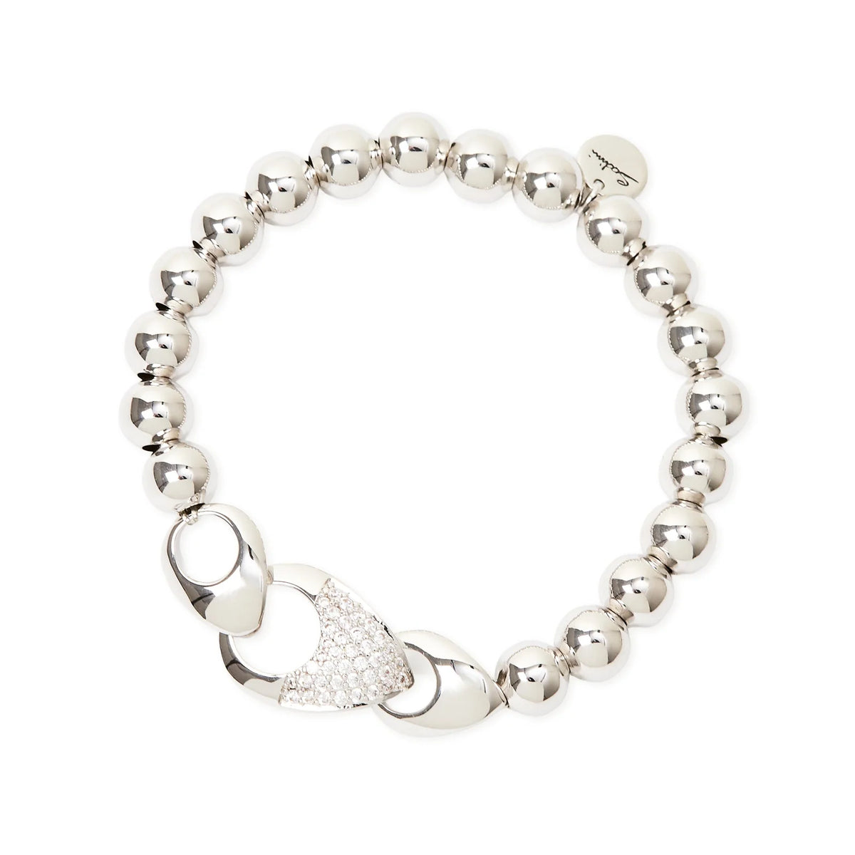 Bracciale elastico sfere tre gocce pavè Deva - Argento