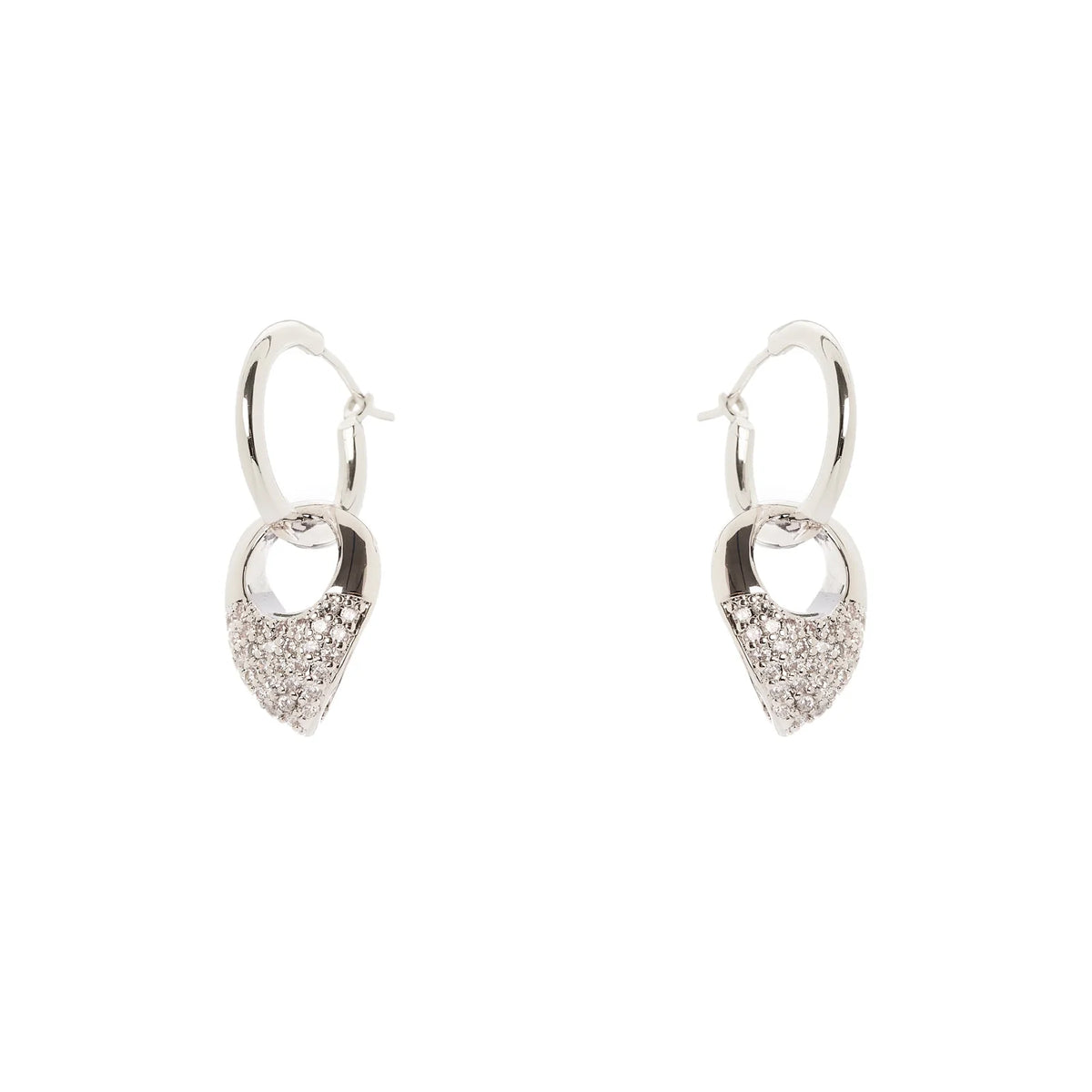 Orecchini cerchio goccia pavè pendente Deva - Argento