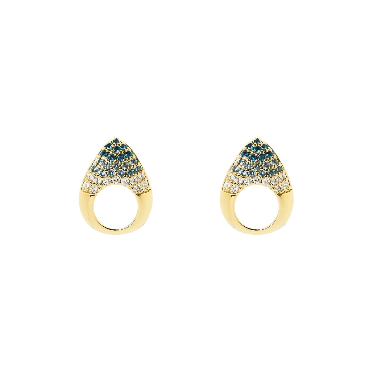 Piccoli orecchini goccia cava pavè Deva - Oro