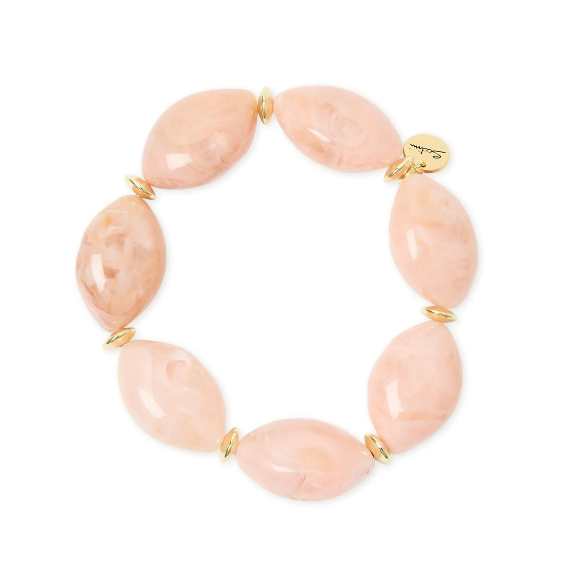Bracciale elastico grandi ciottoli Harper - Rosa