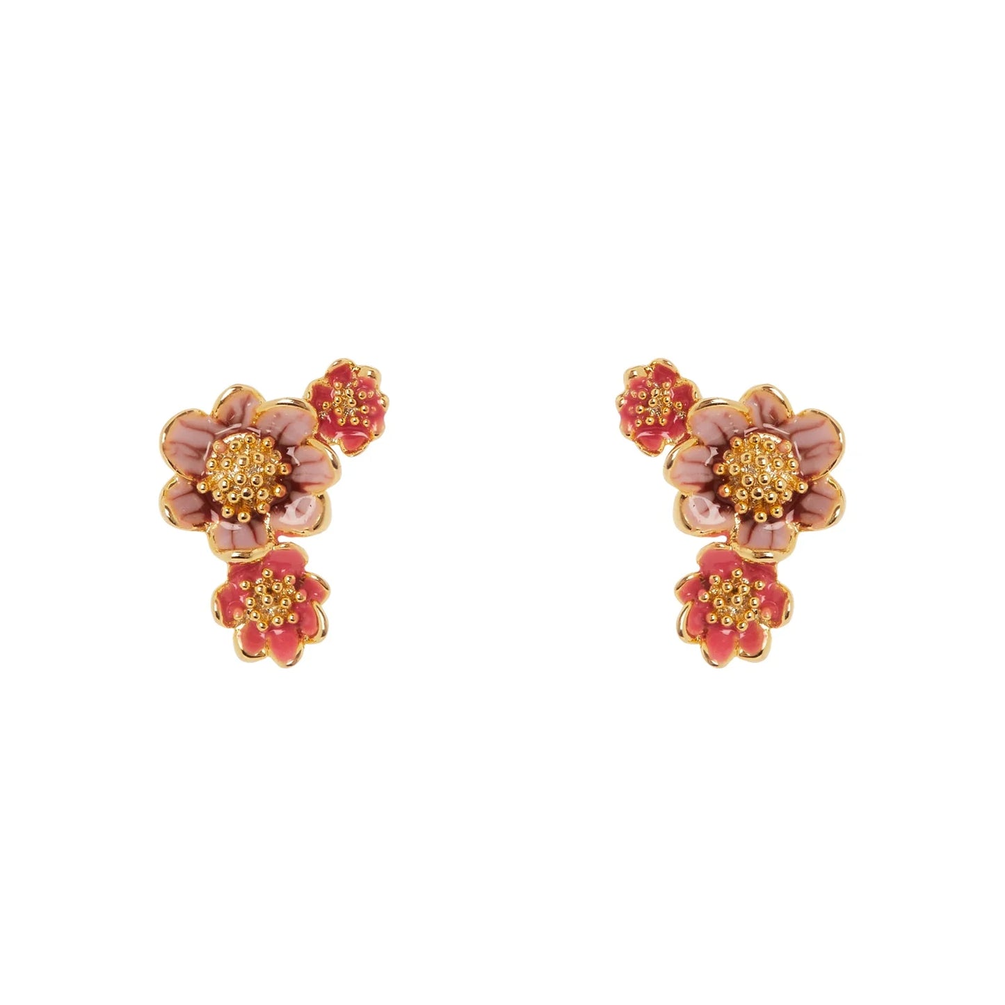 Orecchini a tre fiorellini Hanami - Rosa
