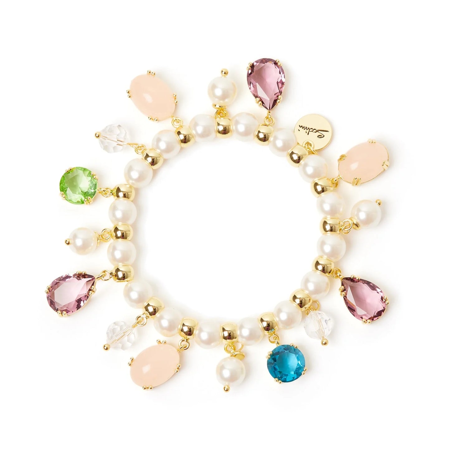 Bracciale elastico perle e pendenti Ninfa - Multicolor