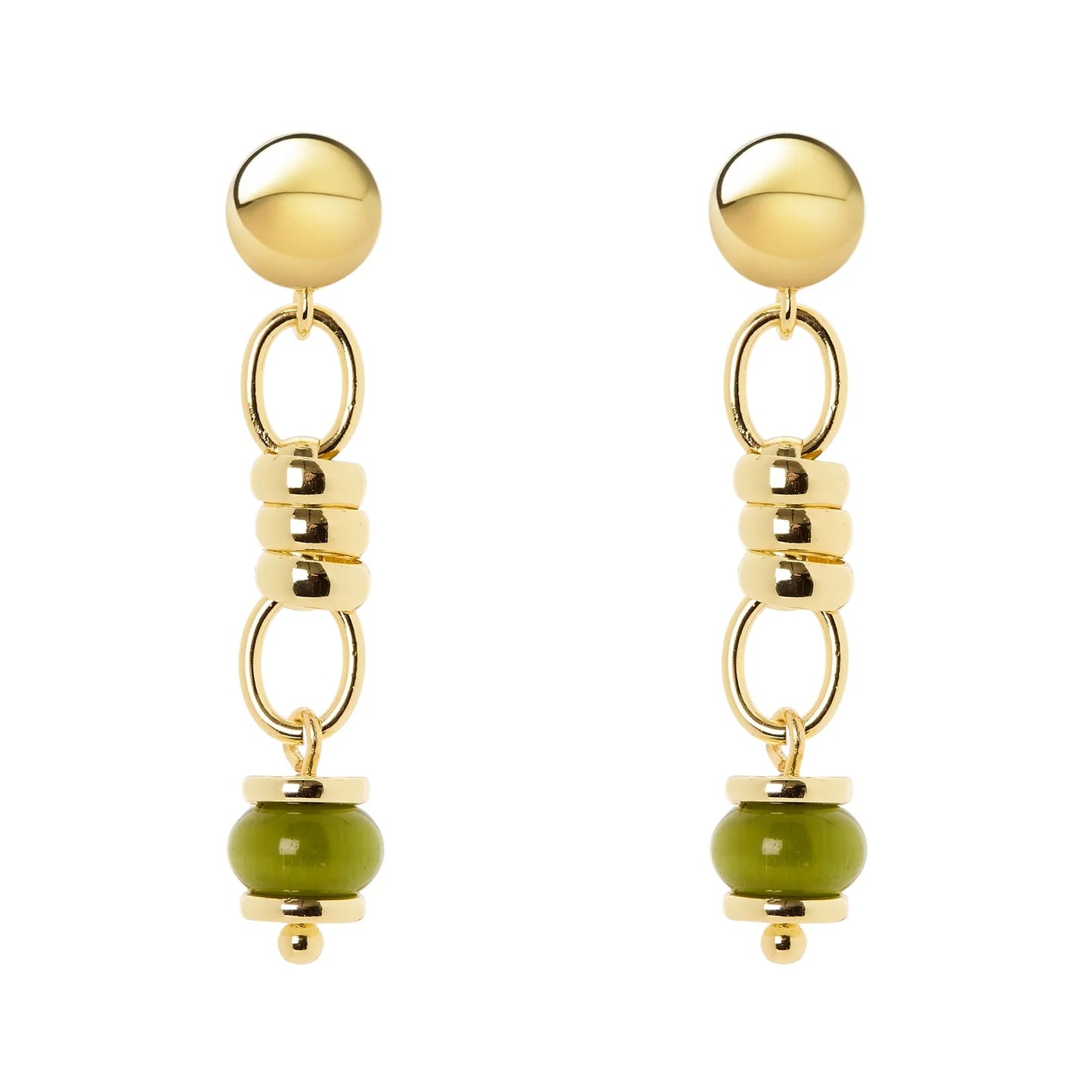 Orecchini maglie ovali anellini boule Modern Muse - Oliva