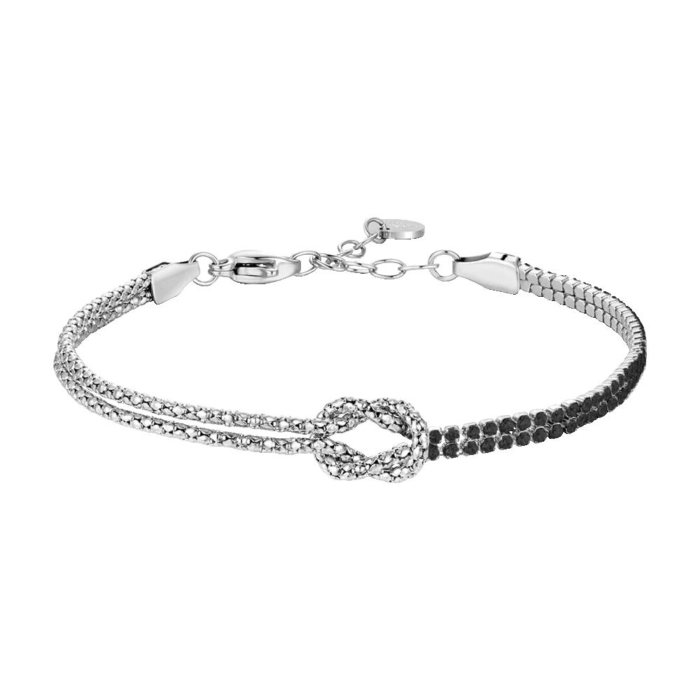 BRACCIALE UOMO IN ACCIAIO CON NODO E ZIRCONI NERI