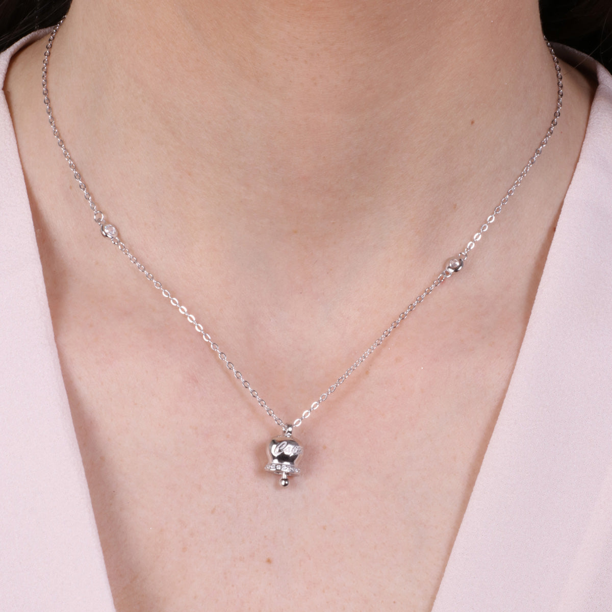 Collana in Argento 925 con campanella Capri e zirconi
