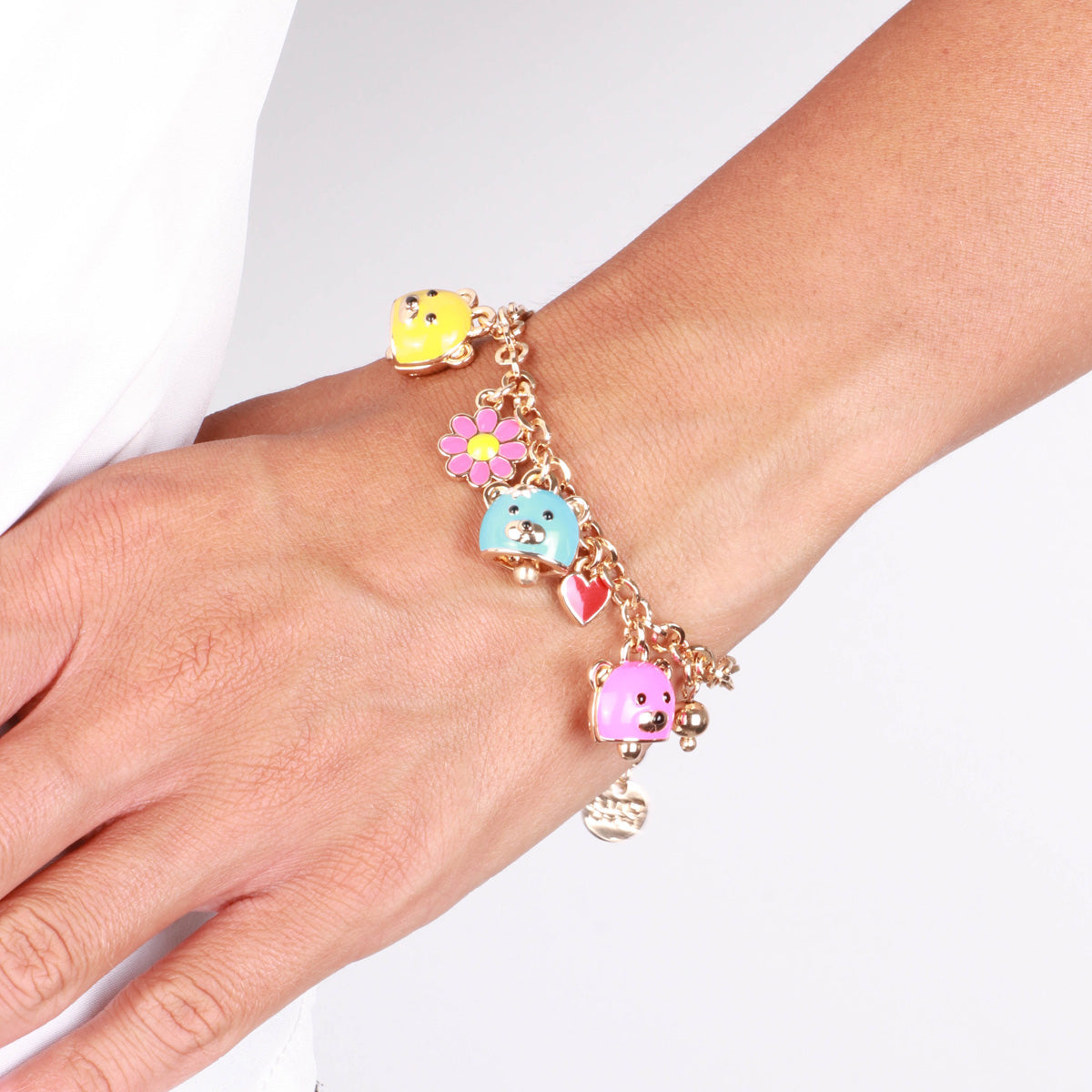 Bracciale in Metallo con orsetti colorati a forma di campanella Amocapri