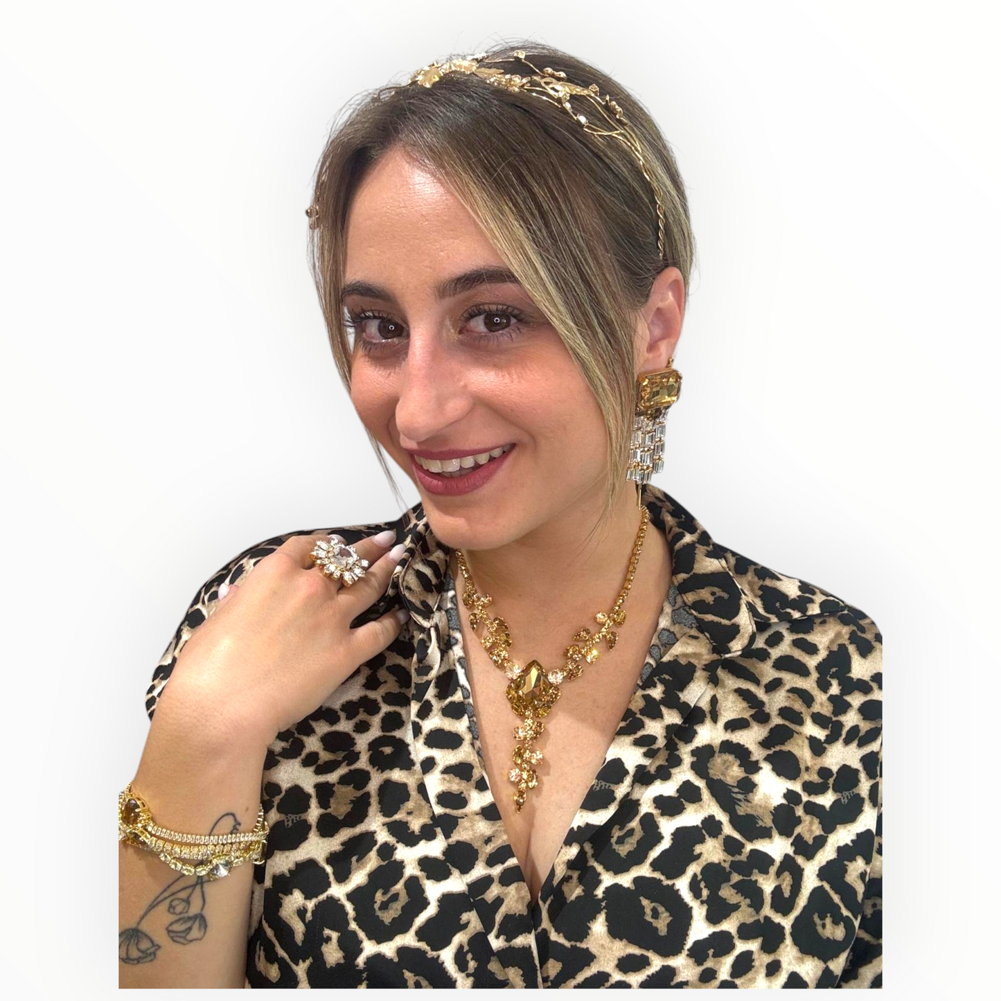 Orecchini a Cascata oro e cristal