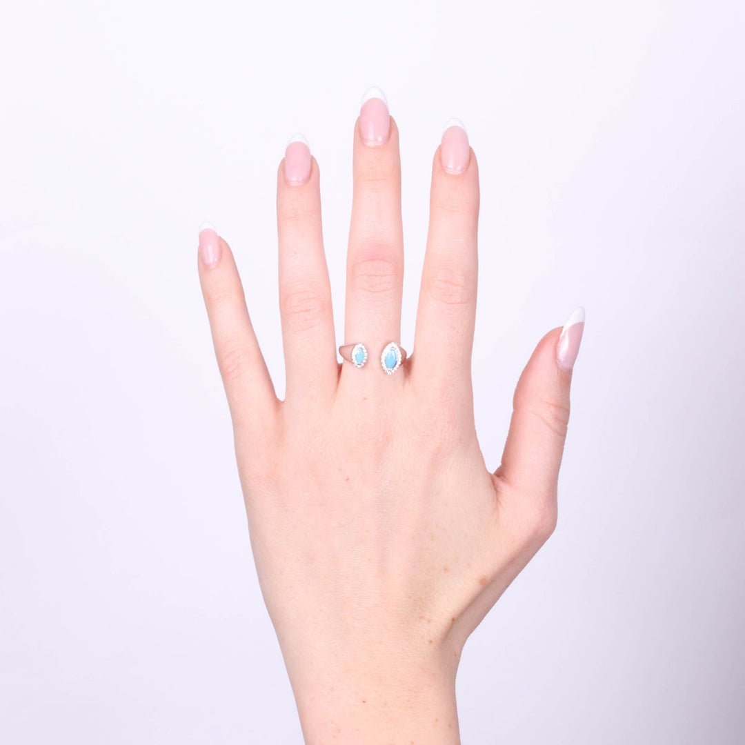 Anello in Argento 925 contrariè con zirconi turchesi