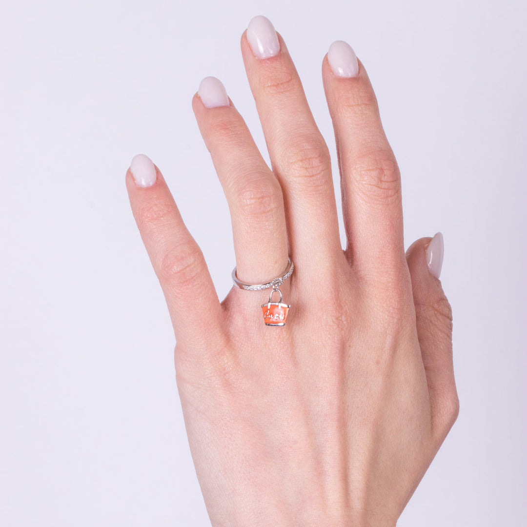 Anello in Argento 925 con borsetta rossa