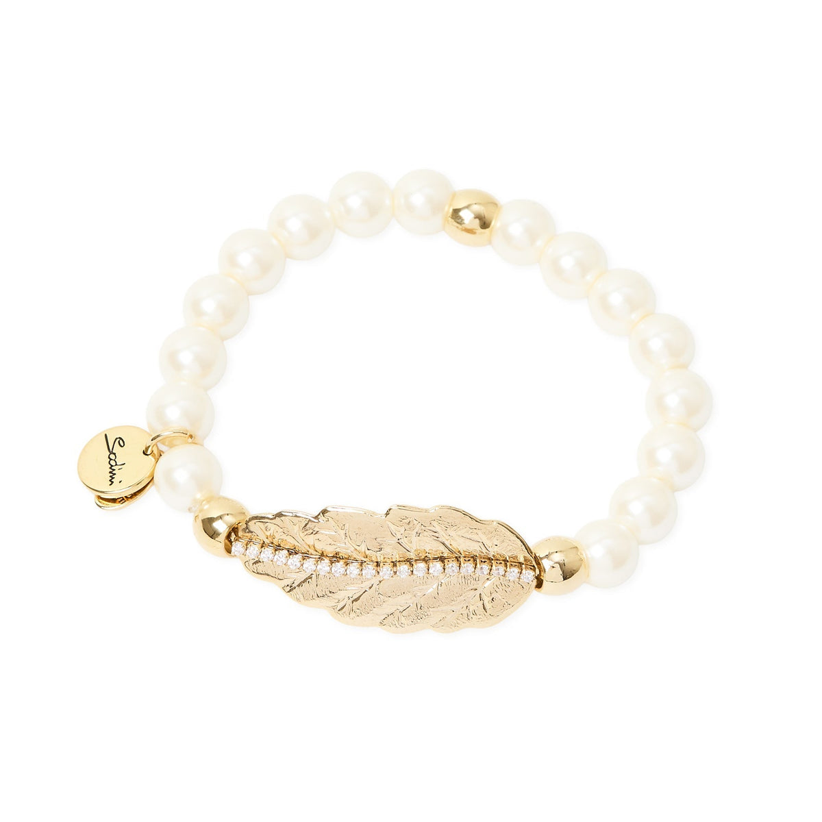 Bracciale elastico perle e foglia Daphne - Oro