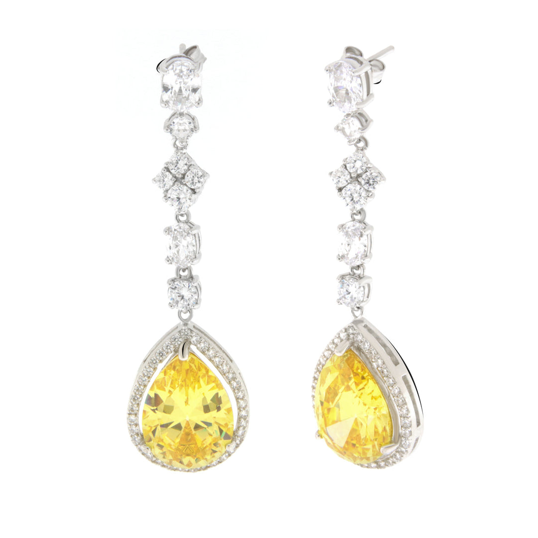 Orecchini in Argento 925 a goccia con zirconi gialli e trasparenti