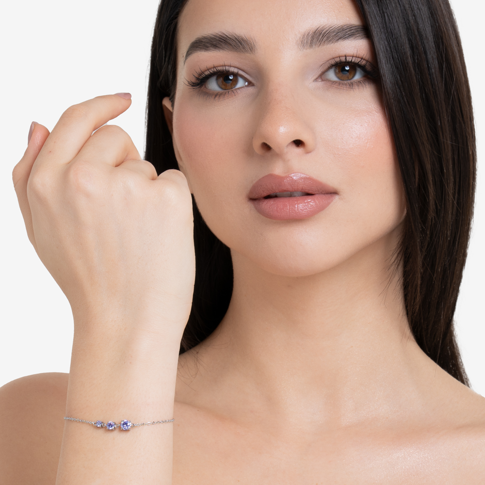 BRACCIALE DONNA IN ACCIAIO CON ZIRCONI ROSA