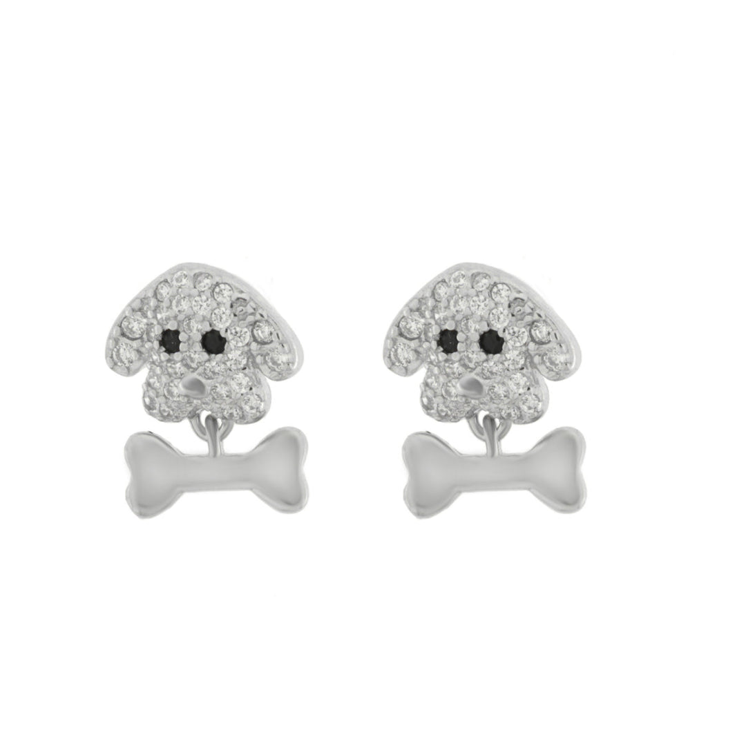 Orecchini in Argento 925 con cane e osso