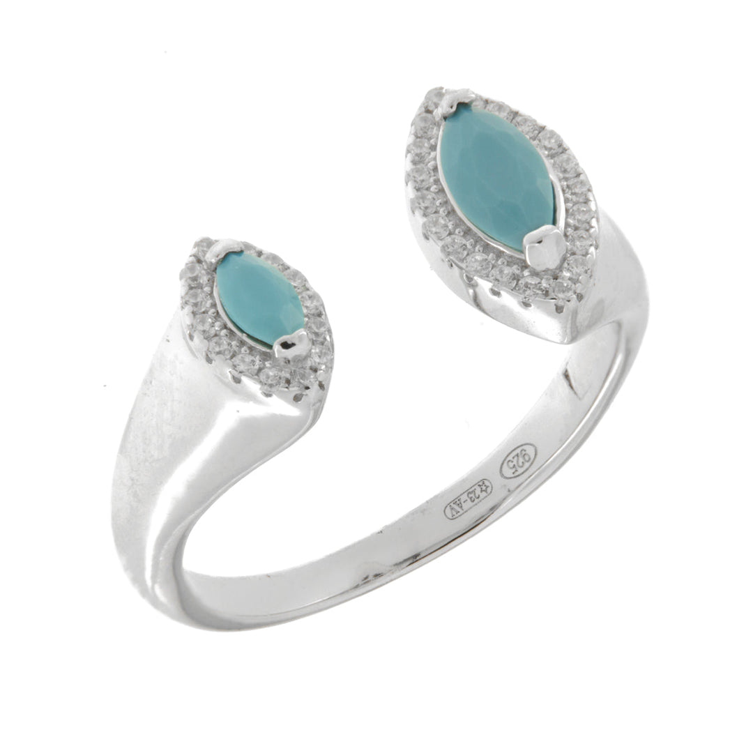 Anello in Argento 925 contrariè con zirconi turchesi