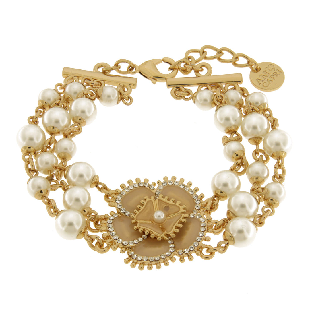 Bracciale in Metallo multifilo con fiore placcato oro