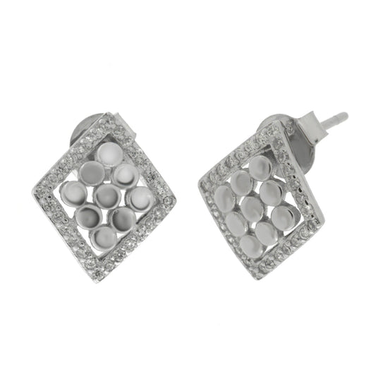 Orecchini in Argento 925 rombo con sfere e zirconi