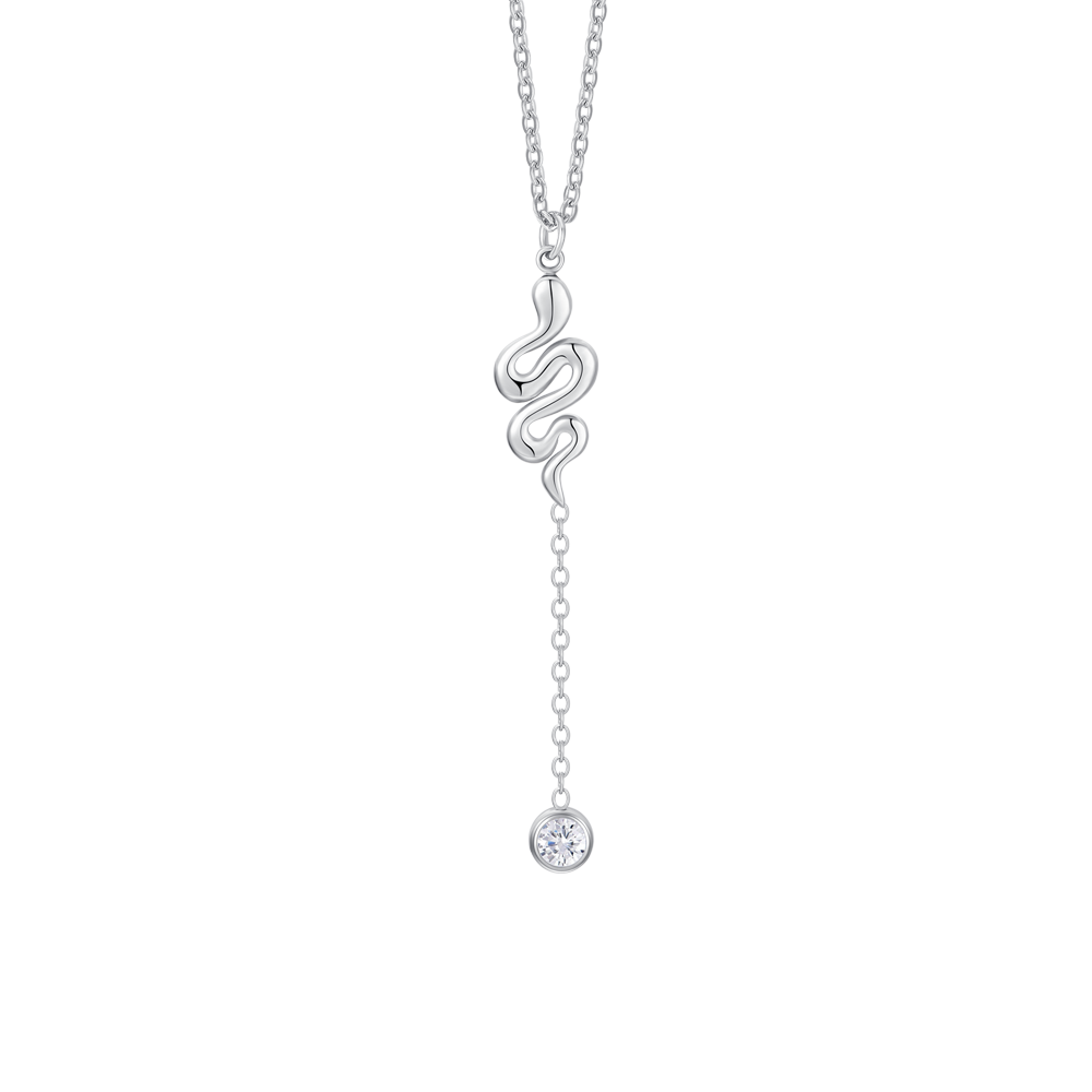 COLLANA DONNA IN ACCIAIO CON SERPENTE E CRISTALLO BIANCO