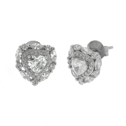 Orecchini in Argento 925 cuore zirconato