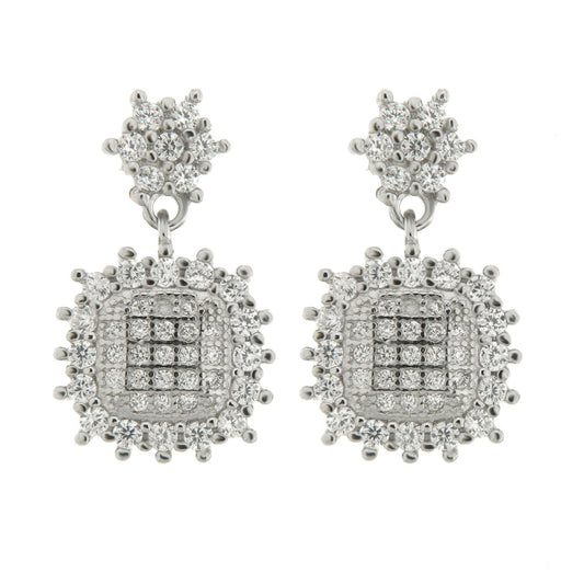 Orecchini in Argento 925 quadrato con zirconi