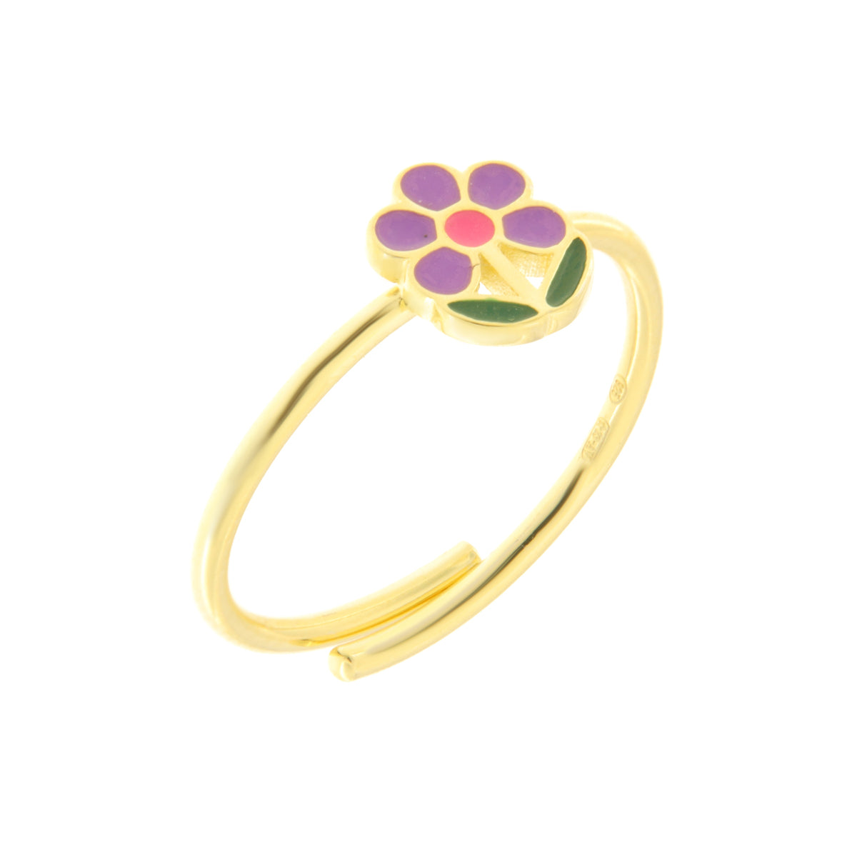 Anello in Argento 925 con fiore viola