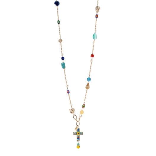 Collana lunga con croce Partenope - Multicolor
