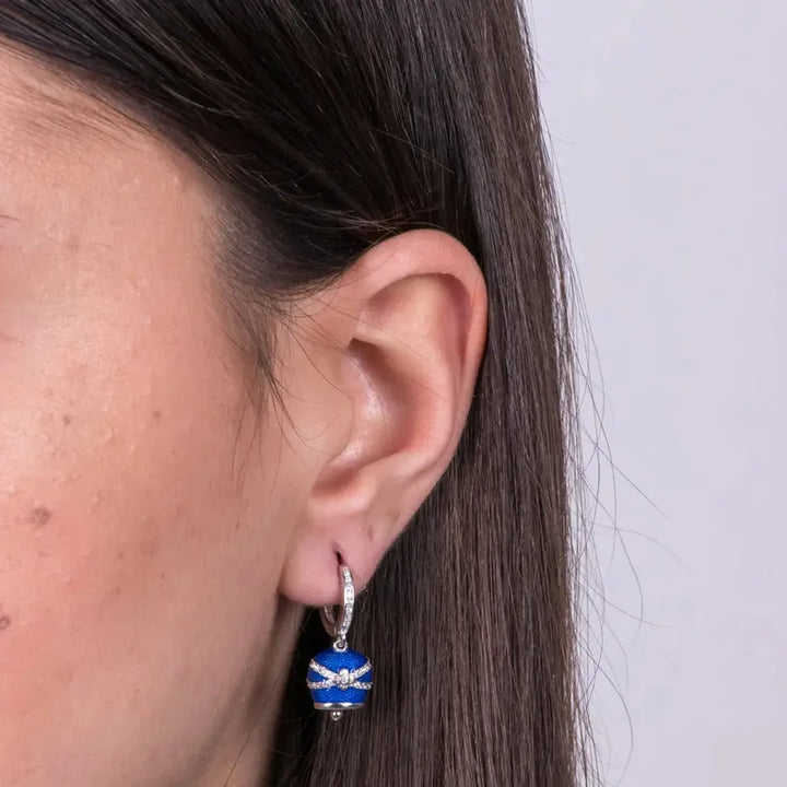 Orecchini in Argento 925 con campanella blu