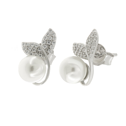 Orecchini in Argento 925 perla con zirconi