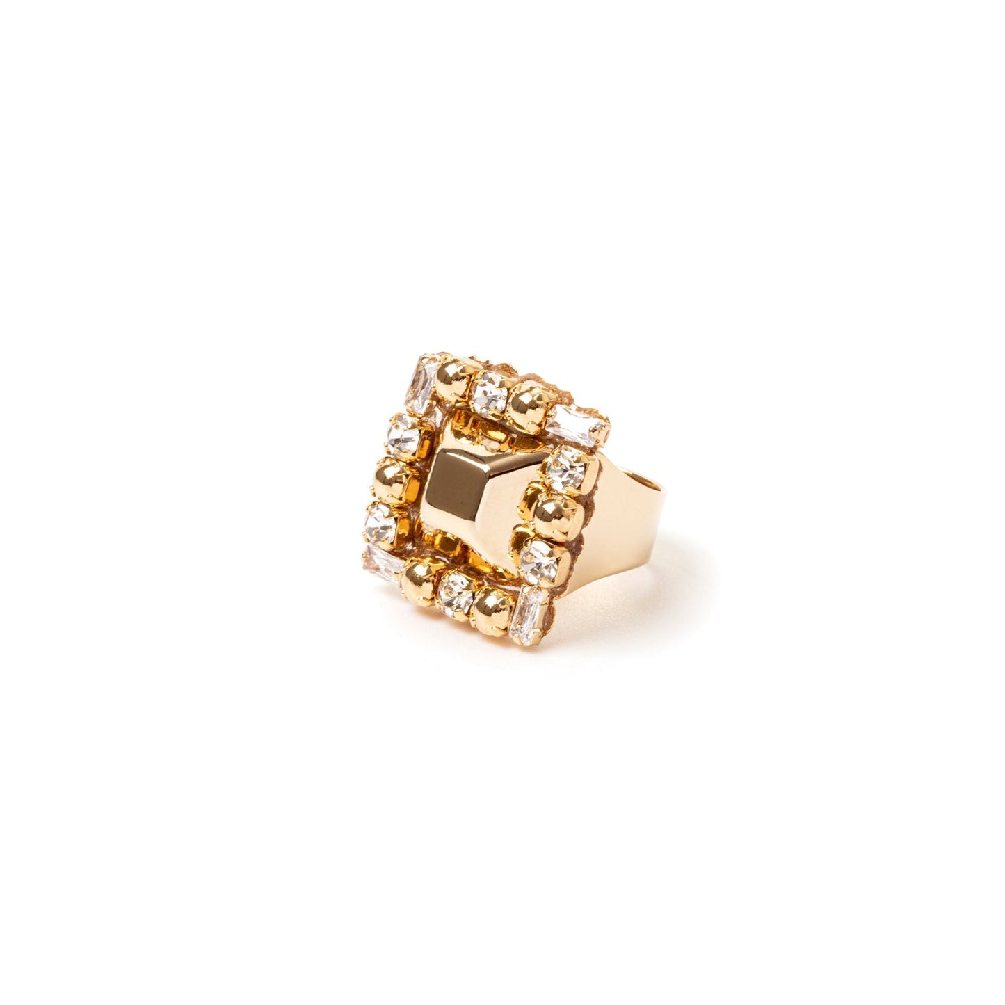 Anello quadrato Babilonia - Oro e bianco