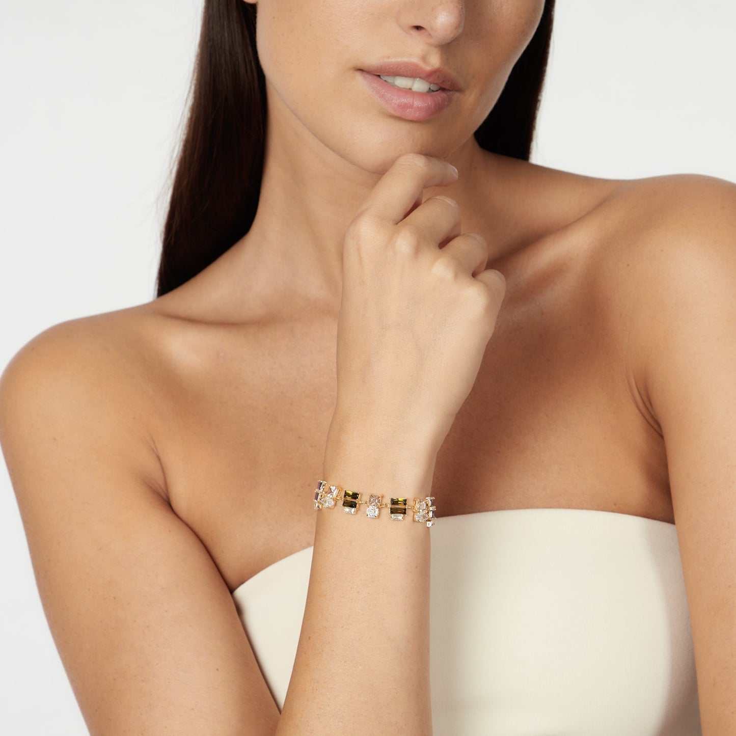 Bracciale con formazioni di zirconi Ishtar - Multicolor
