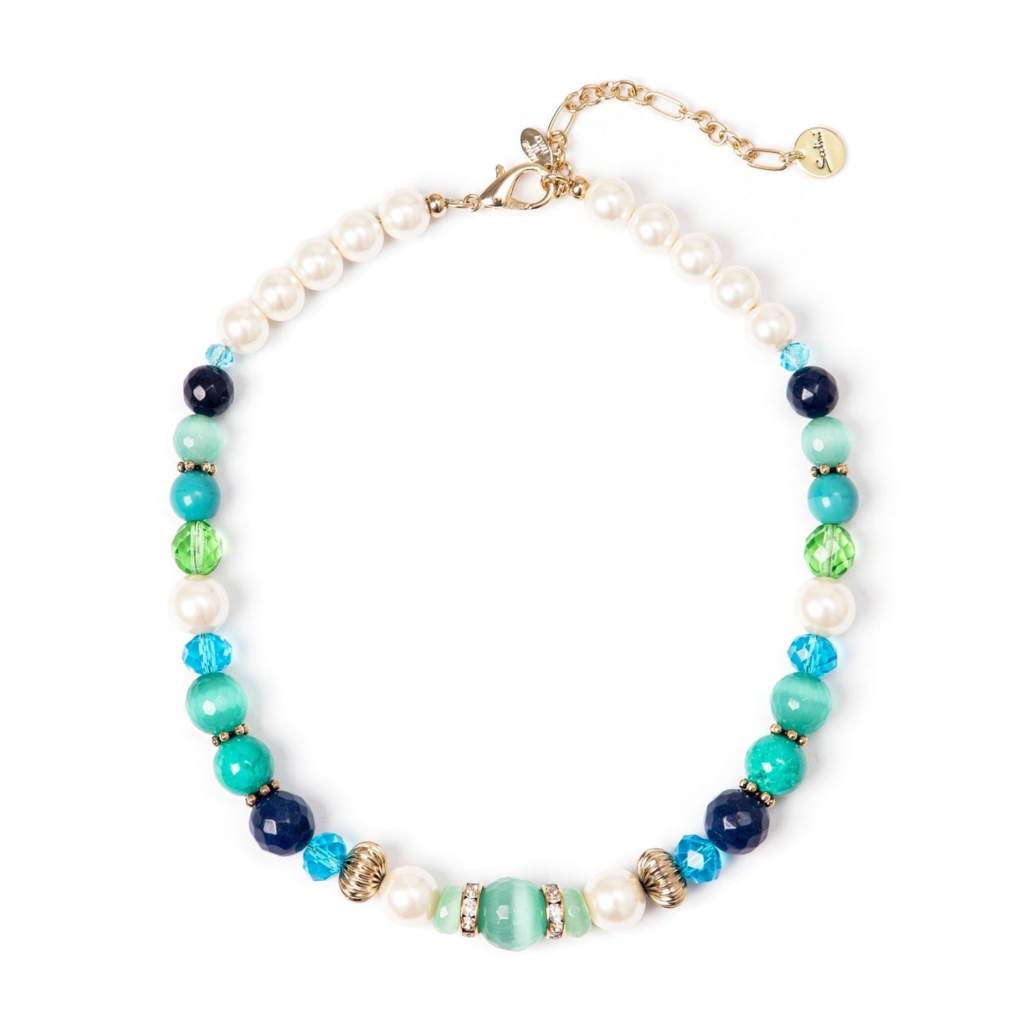 Girocollo perle, boule e perline Sirens - Blu