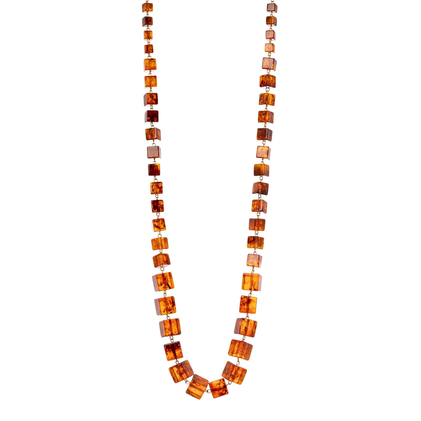Collana lunga con elementi cubici Yaba - Marrone