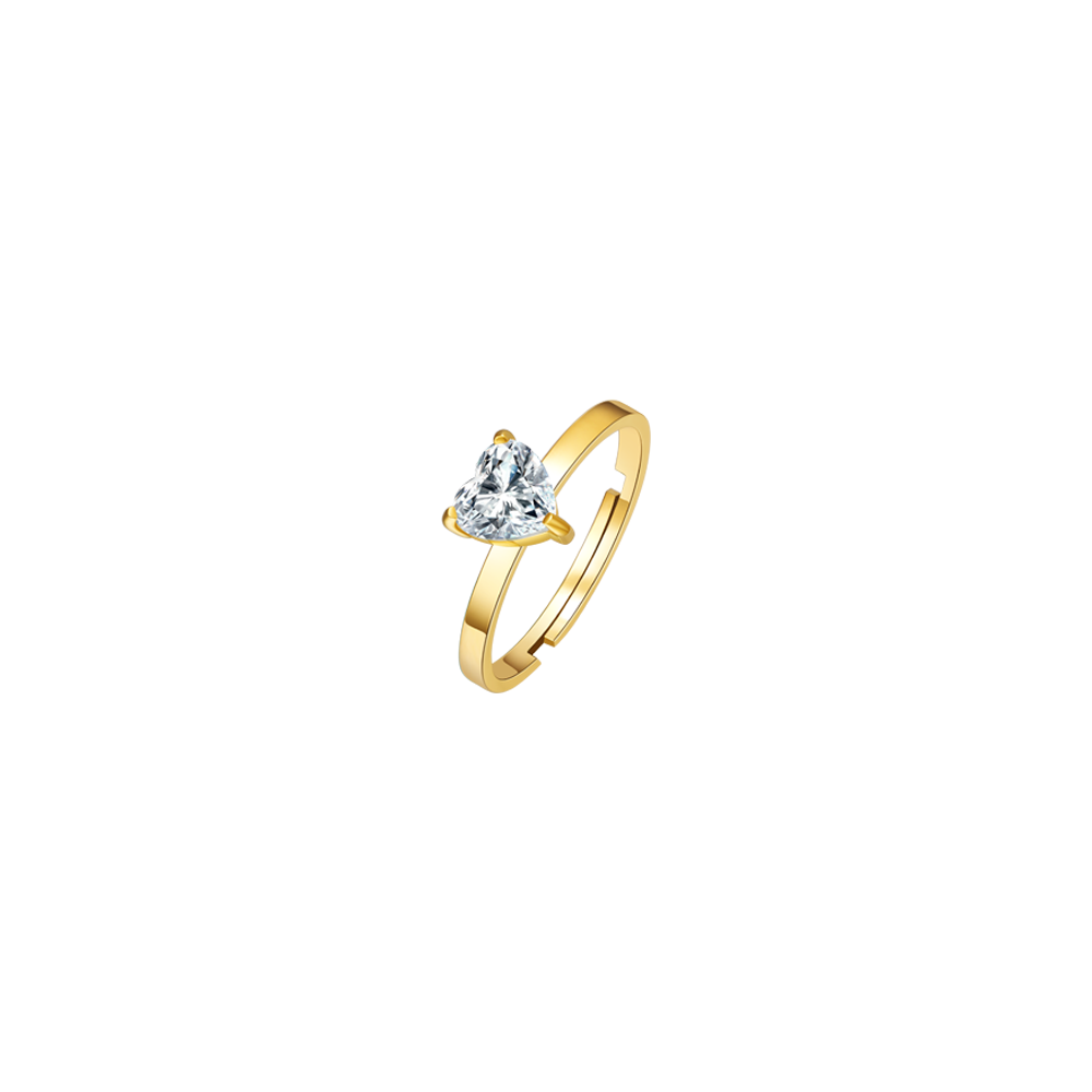 ANELLO DONNA IN ACCIAIO E IP GOLD CON CUORE CRISTALLO BIANCO
