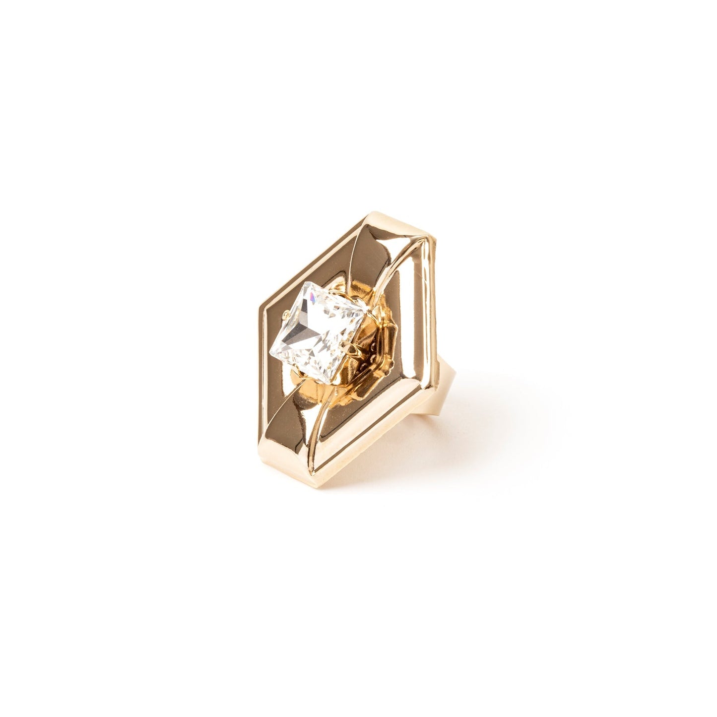 Anello esagonale Babilonia - Oro e bianco