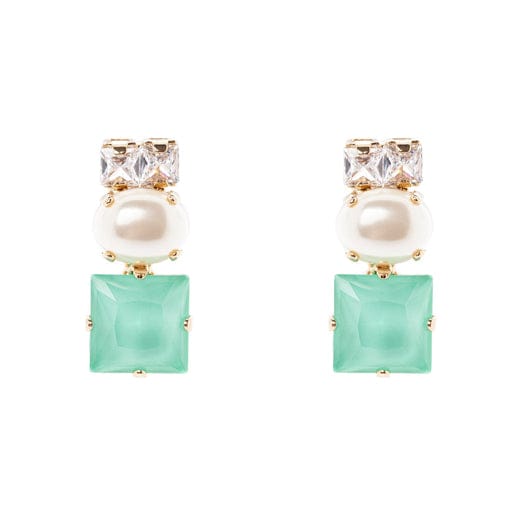 Orecchini con zircone, perla e cristallo Sirens - Turchese